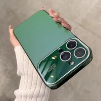 Qualité luxe grande vue caméra lentille AG étui en verre mat pour iphone 15 14 13 12 Pro Max grande fenêtre vue coque de téléphone avec Logo