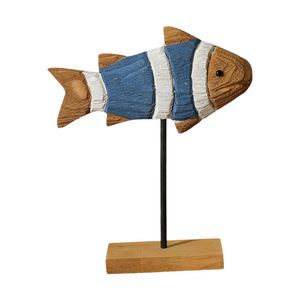 Juego de Figuras de Peces de Madera Hechas a Mano, Estilo Mediterráneo, Adorno de Escritorio, Decoración de Sala de Estar, Paquete de Varias Piezas - Product Image 4