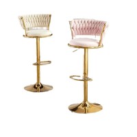 Chaises de bar en velours confortables à dossier haut, réglables en hauteur, durables, de qualité commerciale, vente en gros, mode de luxe, pour bar à domicile