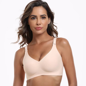 حمالة صدر رياضية لاسلكية من النايلون سبانديكس برقبة V حمالة صدر وتمديد تغطية كاملة ، ملابس داخلية من الحرير الجليدي - Product Image 1