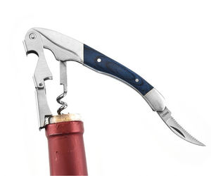 HXY Qualité Classique Multi-Fonction Ouvre-Vin <span class=keywords><strong>Tire</strong></span>-<span class=keywords><strong>Bouchon</strong></span> En Acier Inoxydable avec Joli Logo Laser Manche En Bois Pakka - Product Image 6