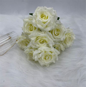 QSLH-CF240 fleurs artificielles en soie 9 têtes bouquet de roses bouquet de fleurs bouquet de fleurs en soie rosiers Arrangement floral mariage - Product Image 5