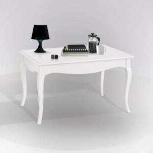 Tavolino da Caffè in Legno Massello Laccato Bianco - Product Image 1