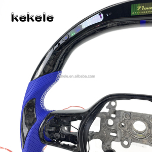 Volant en fibre de carbone forgé en cuir perforé bleu LED <span class=keywords><strong>2022</strong></span> 2023 2024 pour <span class=keywords><strong>Honda</strong></span> <span class=keywords><strong>Civic</strong></span> 11ème génération personnalisation - Product Image 4