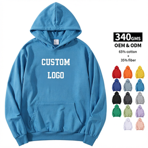 Custom 340 Gsm Cotton <b>Hoodie</b> Oversized Pullover Hooded Sweatshirt Front Logo Print Streetwear <b>for</b> <b>Men</b> - Product Image 1