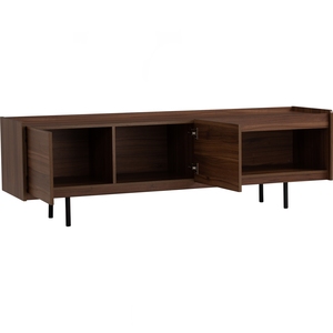 Industrial Metal Frame DENVER 1.8M <b>TV</b> Cabinet <b>Walnut</b> Top Media Console for Urban Apartment and Modern Office Lounge Area - Product Image 2