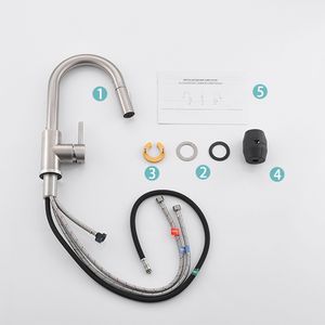 DB Robinet d'évier de cuisine et de salle de bain en nickel brossé avec pulvérisateur rétractable Mini Bar Prep Design Fonction eau chaude et froide - Product Image 1