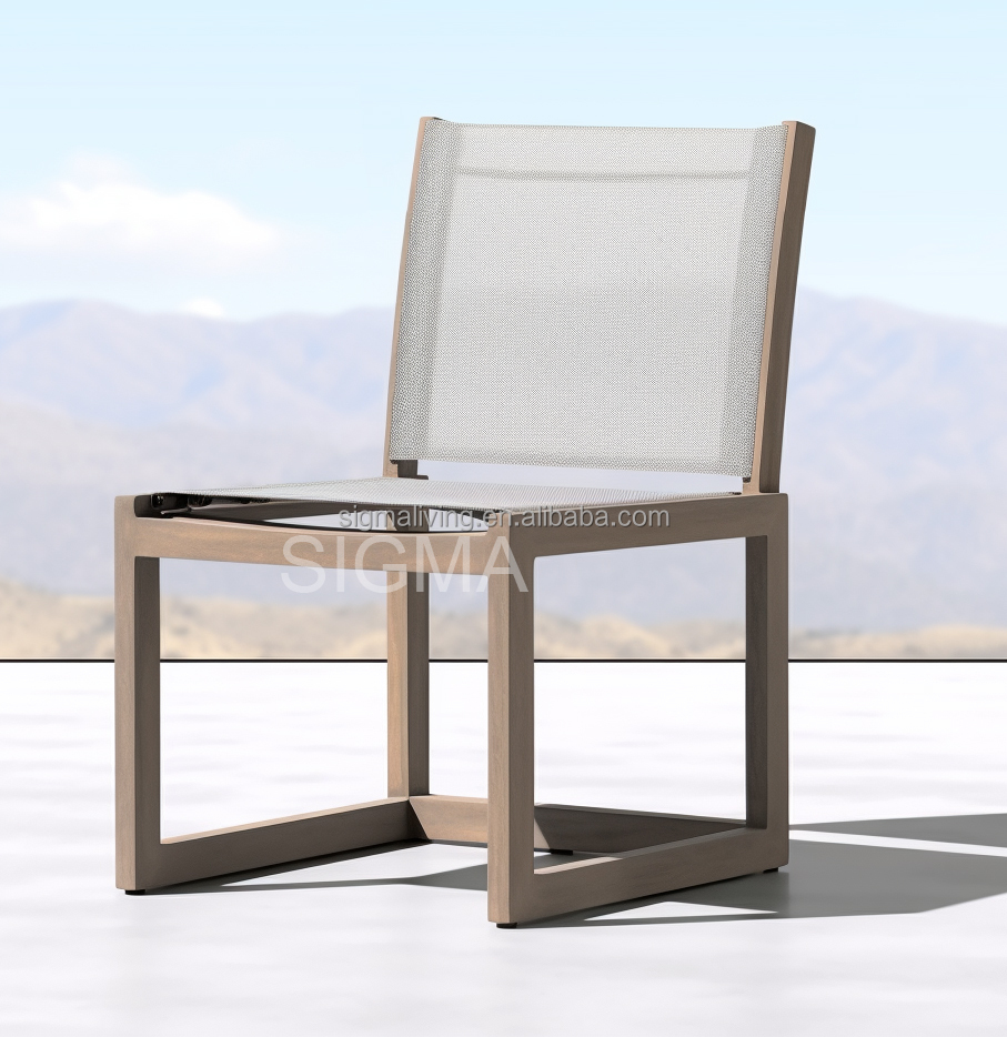 Custom garden outdoor furniture set rectangle table handcrafted multiple seats teak wooden dining table chair