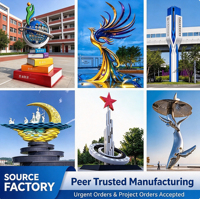 Fabricant de sculptures en acier inoxydable sur mesure, Grand aménagement paysager métallique circulaire extérieur pour campus, Scène aquatique en forme de ruban