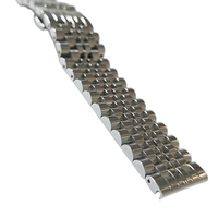 Bracelet de montre en acier inoxydable brillant à 7 maillons, à dégagement rapide, couleur unie