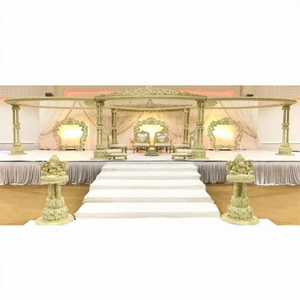 Classy Marriage Mandap Set Decorations Latest Wedding Wooden Carved Mandap Set Indian Wedding Mandap Set Manufacturer - Product Image 1