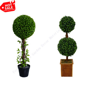 หญ้าคู่/เดี่ยวเก็บรักษาไว้พืชตกแต่งพลาสติกปลอม Topiary ต้นไม้เทียม Boxwood ลูก