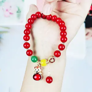 Новейшее поступление, китайский новогодний браслет с подвесками тигра, красный браслет для дам с бусинами и знаками Зодиака