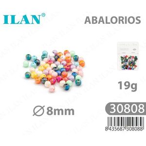 Perline Acriliche Iridescenti Ilan 8mm 19g Multicolore per Creazione di Gioielli - Product Image 1