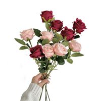 A-1799 Großhandel Künstliche Seidenblumen Rosen in Rot Einzelne Rosenblüten für Heim- und Hochzeitsdekoration