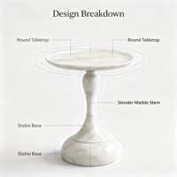 Table à boissons de luxe en marbre blanc. Table d'appoint élégante en pierre naturelle avec base sculptée pour la décoration moderne du salon.