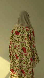 <b>Summer</b> Open Chiffon Cardigan with Inner Dress Dubai <b>Kaftan</b> Bloom Print Abaya for Casual Vacation Wear - Product Image 3