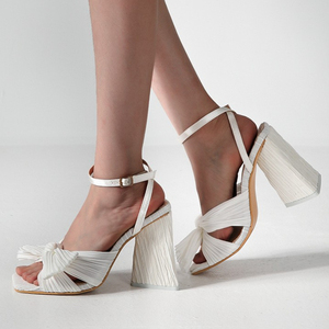 Talon Triangle Gros Pieds Talons Pour Dames Noeud Papillon Tendance Chunky Block Talons pour Dames - Product Image 3