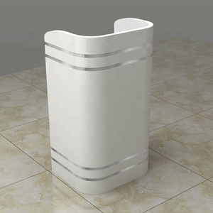 Mini caja de efectivo <span class=keywords><strong>barata</strong></span> para peluquería, salón de peluquería de tamaño de hotel para tienda minorista, pantalla redonda de pie, led dorado, escritorio de recepción - Product Image 6