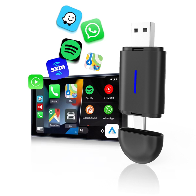 Mini Android Auto & CarPlay Wireless Adapter Converts Wired to Wireless Compatible with Android 10+ Cars 2015
