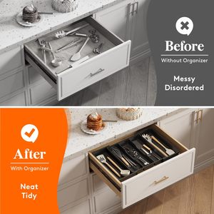 Đồ Dùng Tổ Chức Cho Nhà Bếp Ngăn Kéo Mở Rộng Nấu Ăn Đồ Dùng Khay Có Thể Điều Chỉnh Dao Kéo Bạc Flatware Chủ - Product Image 4