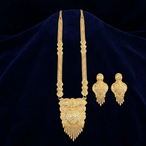 ชุดเครื่องประดับทองชุบ 14K 18K 24K แบบยาว ขายส่ง, สร้อยคอแฟชั่น, ชุดเครื่องประดับทองเหลืองลายดอกไม้แบบยาว - Product Image 6