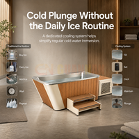 Baignoire de plongeon froid avec refroidisseur, en bois et acier inoxydable, pour la récupération sportive à domicile et en salle de sport