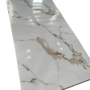 Folha de marmore decorativa UV de PVC para parede interior de alto brilho 1220x2440mm