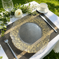 Assiettes rondes en plastique de 13 pouces avec bordure dorée, réutilisables, décoration de table pour les événements de mariage