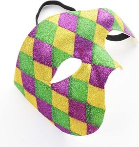 HLC หน้ากากปาร์ตี้งานเลี้ยงมาร์ดิกราส์สีม่วงสีเขียวทองมาร์ดิกราส์ฮาร์เลควินสำหรับปาร์ตี้พาเหรดเทศกาลอ้วน - Product Image 6