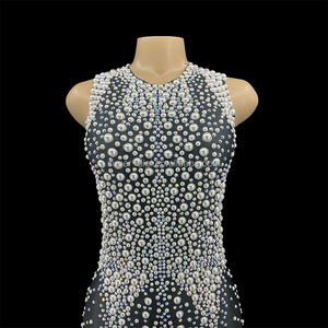 Robes <span class=keywords><strong>de</strong></span> mariée en diamants, robe en perles, <span class=keywords><strong>costume</strong></span> <span class=keywords><strong>de</strong></span> scène <span class=keywords><strong>de</strong></span> luxe pour chanteuse - Product Image 3