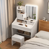 Table de vanité de maquillage minimaliste moderne de luxe armoire de rangement intégrée panneau de miroir éclairé en acier inoxydable fixé au mur