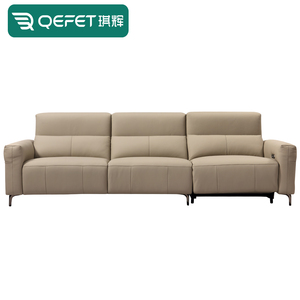 Divano divano divano moderno in metallo reclinabile per soggiorno, color crema, vera pelle sintetica, divano reclinabile - Product Image 3