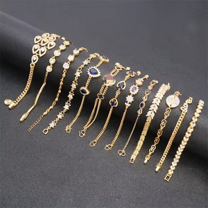 Wholesale 24K Gold Plated Brass <b>Bracelet</b> Bangle Beautiful Design with Zirconia Stones Fashion Charm for Women and Girls - Product Image 1