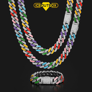 Gioielli Hip Hop all'ingrosso 14mm colore personalizzato smalto placcato CZ Stone Iced Out Miami <span class=keywords><strong>collana</strong></span> a catena a maglia cubana per <span class=keywords><strong>uomo</strong></span> donna - Product Image 1