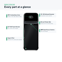 Terminal de point de vente portable Android 12 Go, écran tactile de 5,5 pouces, imprimante thermique de 58 mm, paiement sans contact NFC, 4G WiFi GPS Z92