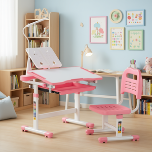 Ensemble de chaise d'étude pour enfants, hauteur réglable, couleur rose, pour salle de classe et usage domestique - Product Image 2
