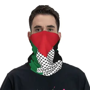 Bendera Palestina Bandana multifungsi syal Gaiter leher Pria Wanita masker berkendara Bandana tabung mulus