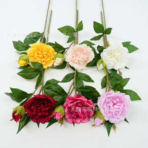 Flor de peonía artificial Dongchen Crafts, tallo único, 2 cabezas, flor de seda para decoración de sala de estar y bodas - Product Image 4