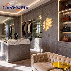 Dressing moderne haut <span class=keywords><strong>de</strong></span> gamme en aluminium avec îlot <span class=keywords><strong>de</strong></span> présentation <span class=keywords><strong>de</strong></span> bijoux, système <span class=keywords><strong>de</strong></span> <span class=keywords><strong>rangement</strong></span> <span class=keywords><strong>de</strong></span> luxe pour chambre à coucher - Product Image 2