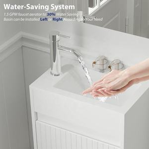 Europei sanitari Hotel lavabo bagno mobile da 16 pollici galleggiante moderno bagno sottile vanità con lavello - Product Image 3