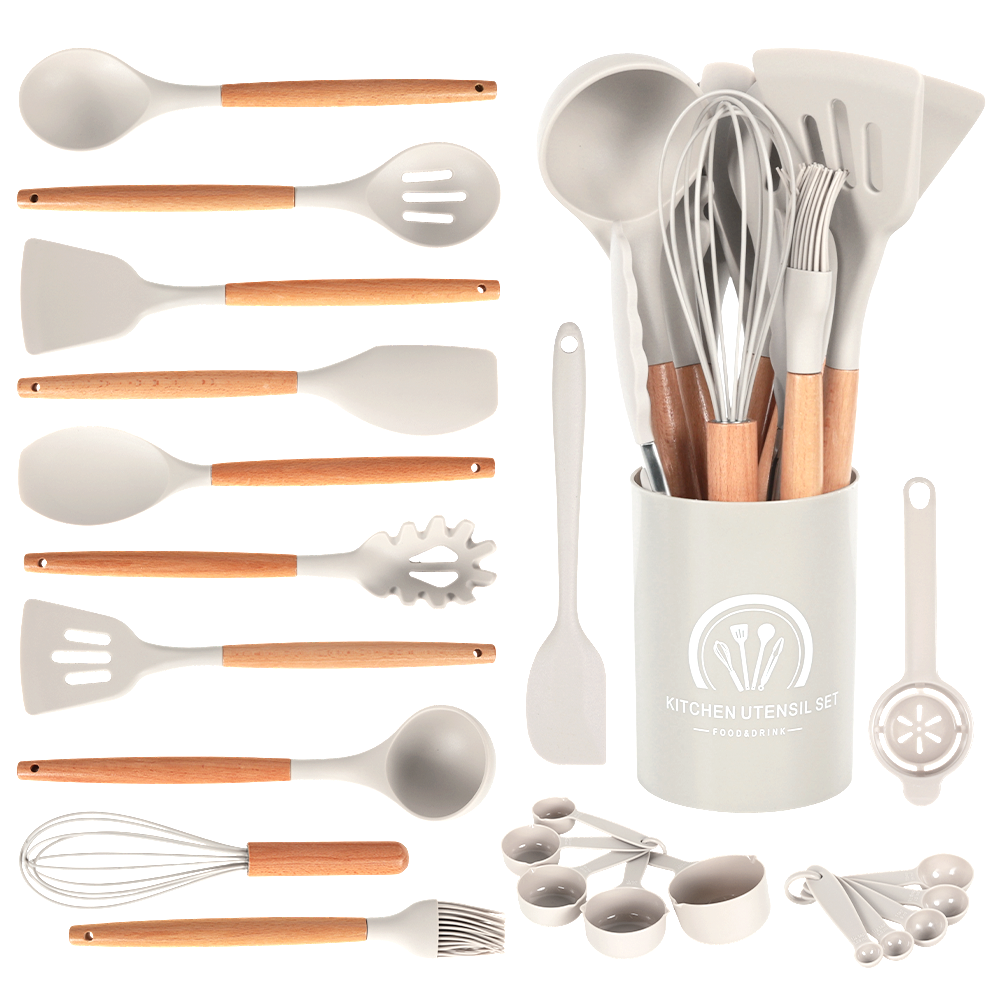 Silicone Material And Utensils Type Silicone Kitchenware With Handle/ Silicone Cooking Tool Set With S/S Handle · image 1