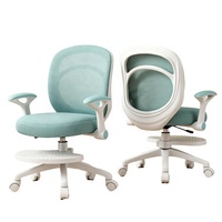 Chaise ergonomique en maille turquoise pour enfants avec repose-jambes, table et chaise d'apprentissage réglables pour les élèves du primaire et du secondaire