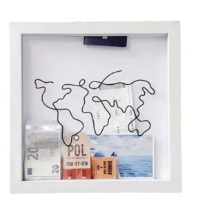 Marco de fotos de mapa regular de 8 ", caja de sombra de profundidad personalizada de 3/4/5cm, vitrina para recoger sus huellas de viaje - Product Image 1