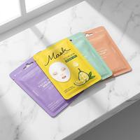 Sachet d'emballage personnalisé pour masques faciaux, en feuille d'aluminium Mylar de qualité alimentaire avec encoche de déchirement, pour masques en tissu et échantillons de beauté
