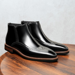 Bottes de Travail pour Hommes Printemps-Automne en Cuir Véritable avec Motif Léopard en Relief, Semelle en Caoutchouc Imperméable - Product Image 4