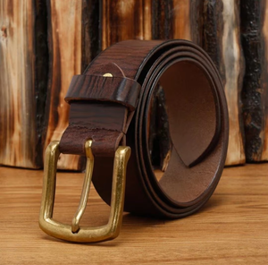 Ceinture en cuir véritable de qualité supérieure pour homme, boucle à ardillon classique cloutée, réglable, formelle et décontractée - Product Image 4