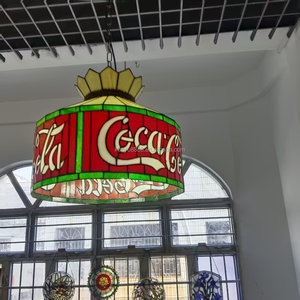 Abat-jour cylindrique Tiffany artisanal en verre teinté rouge de 16 pouces, style européen, lampe suspendue à économie d'énergie, ampoule E27, salle à manger - Product Image 2