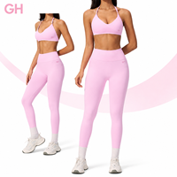 Ensemble de sport et yoga GH de haute qualité pour femme, sans couture, dos nu, coupe ajustée, séchage rapide, idéal pour la course et la gym