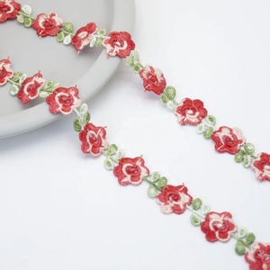 Flores coloridas francesas africanas com guarnição solúvel em água do laço do bordado - Product Image 3